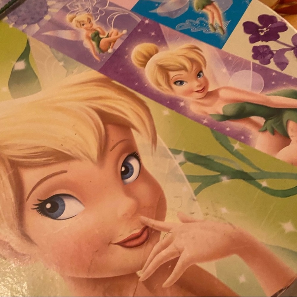 Disney Cinderella and Fairy Godmother Sculpture plate w/ Large Tinkerbell box - Picture 5 of 6